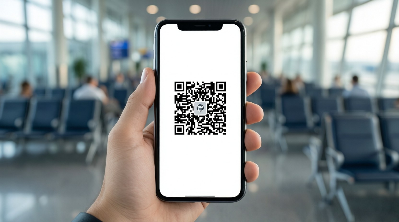 QR Code สำหรับเข้าเมือง-ศุลกากรที่แสดงบนหน้าจอมือถือ